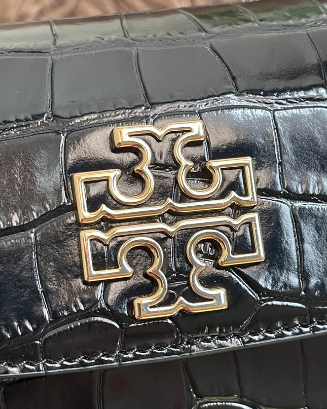 Preloved Authentic Tory Burch Britten Embossed Satchel in Black