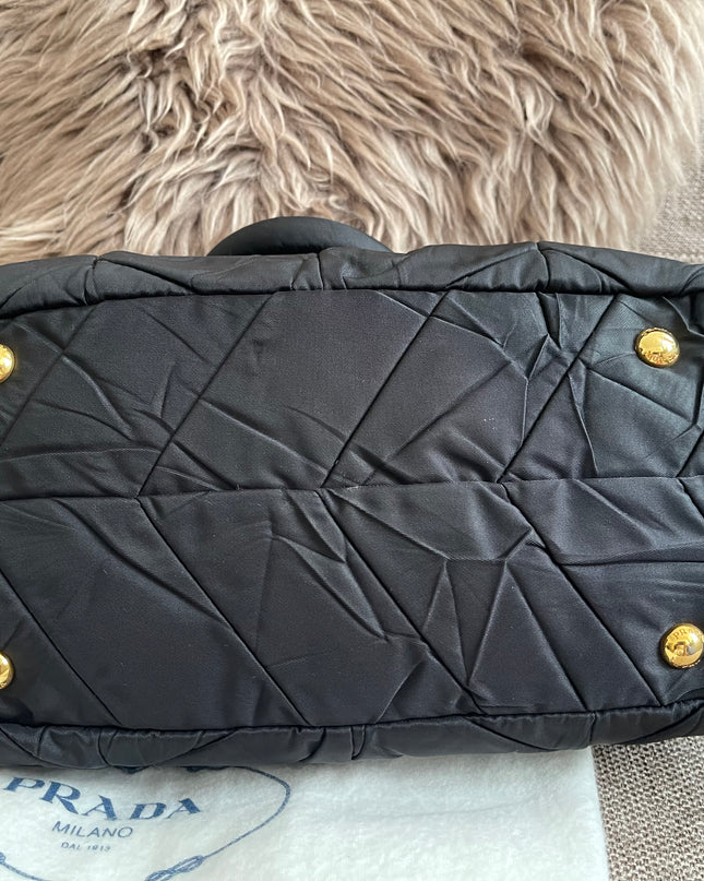 Preloved Authentic Prada Quilted Nylon Tessuto Bomber Bag – Black