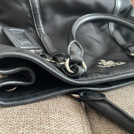 Preloved Authentic Prada Tessuto Nylon Tote Bag Black with Crossbody Strap