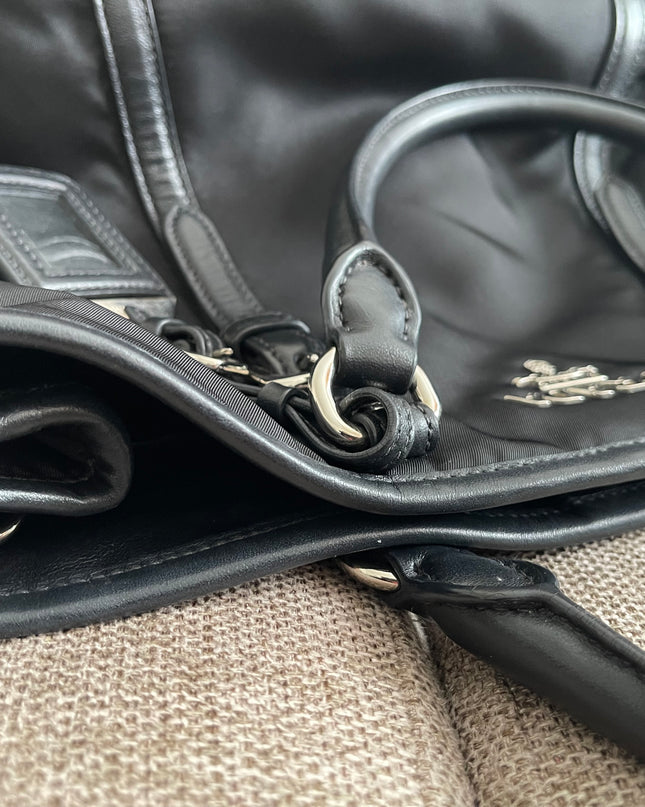 Preloved Authentic Prada Tessuto Nylon Tote Bag Black with Crossbody Strap