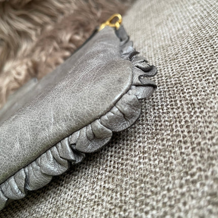 Preloved Autehntic Miu Miu Ruffle Crossbody Bag – Taupe