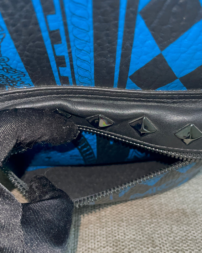 Preloved Authentic MCM Stark Backpack in Blue Black Visetos