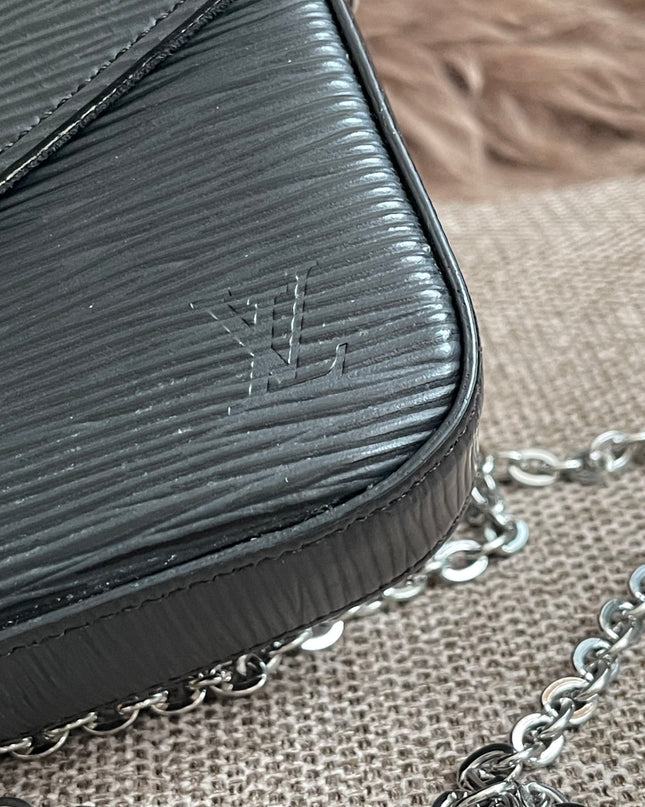 Preloved Authentic Louis Vuitton Félicie Pochette in Black Epi Leather