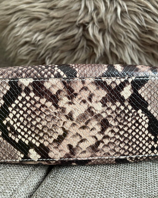 Preloved Authentic Tory Burch Mini Satchel Shell in Snake-Embossed Leather