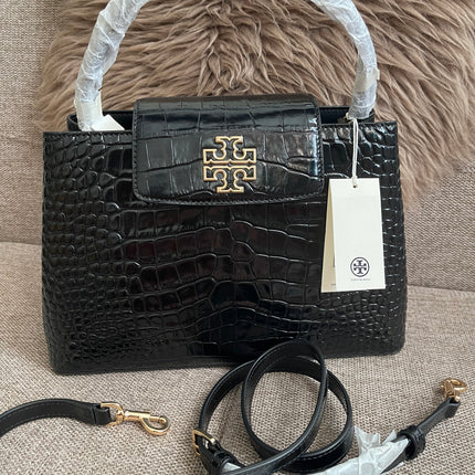 Preloved Authentic Tory Burch Britten Embossed Satchel in Black