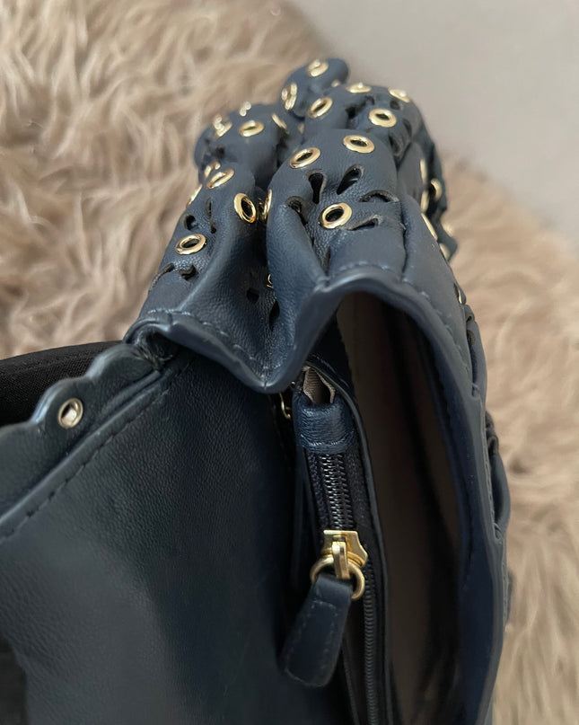 Preloved Authentic Michael Kors Black Leather Small Sloan Studded Chain Shoulder Bag