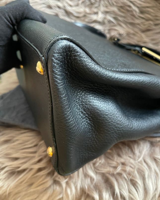 Preloved Fendi 2 Jours Bag Medium in Black w/initial