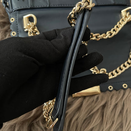 Preloved Authentic Michael Kors Black Leather Small Sloan Studded Chain Shoulder Bag