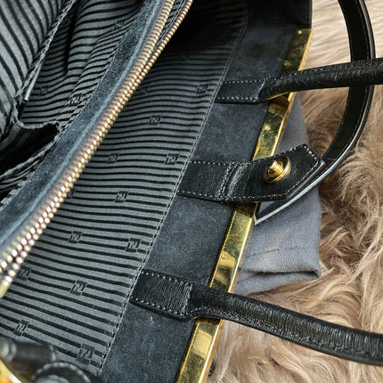 Preloved Fendi 2 Jours Bag Medium in Black w/initial
