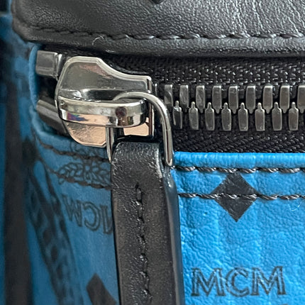 Preloved Authentic MCM Stark Backpack in Blue Black Visetos