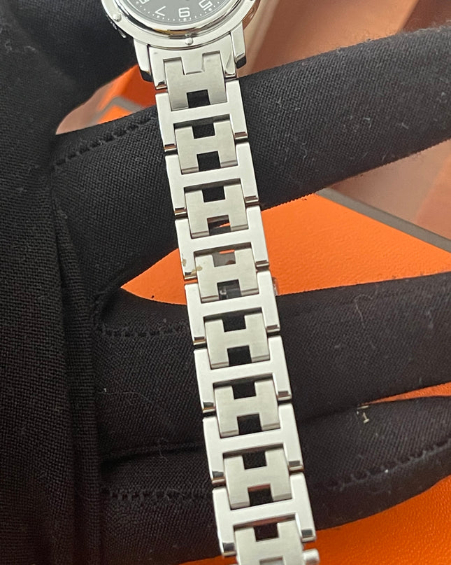 PRELOVED AUTHENTIC HERMES STAINLESS STEEL CLIPPER WATCH 24MM/16.5CM