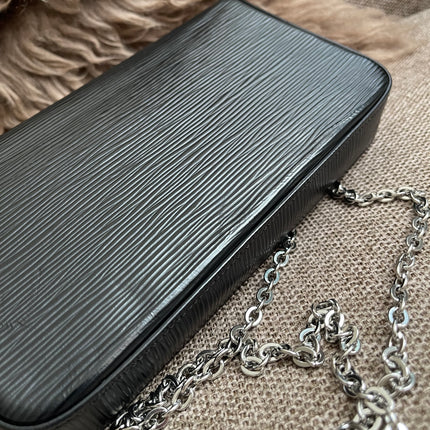 Preloved Authentic Louis Vuitton Félicie Pochette in Black Epi Leather