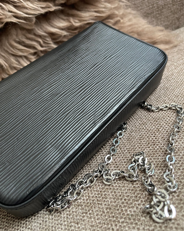 Preloved Authentic Louis Vuitton Félicie Pochette in Black Epi Leather