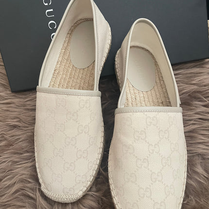 Authentic Preloved Gucci Cream Canvas Espadrilles for men sz 7.5