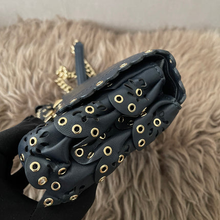 Preloved Authentic Michael Kors Black Leather Small Sloan Studded Chain Shoulder Bag