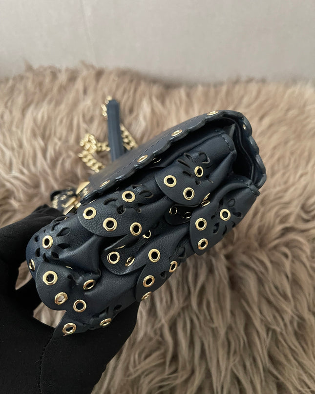 Preloved Authentic Michael Kors Black Leather Small Sloan Studded Chain Shoulder Bag