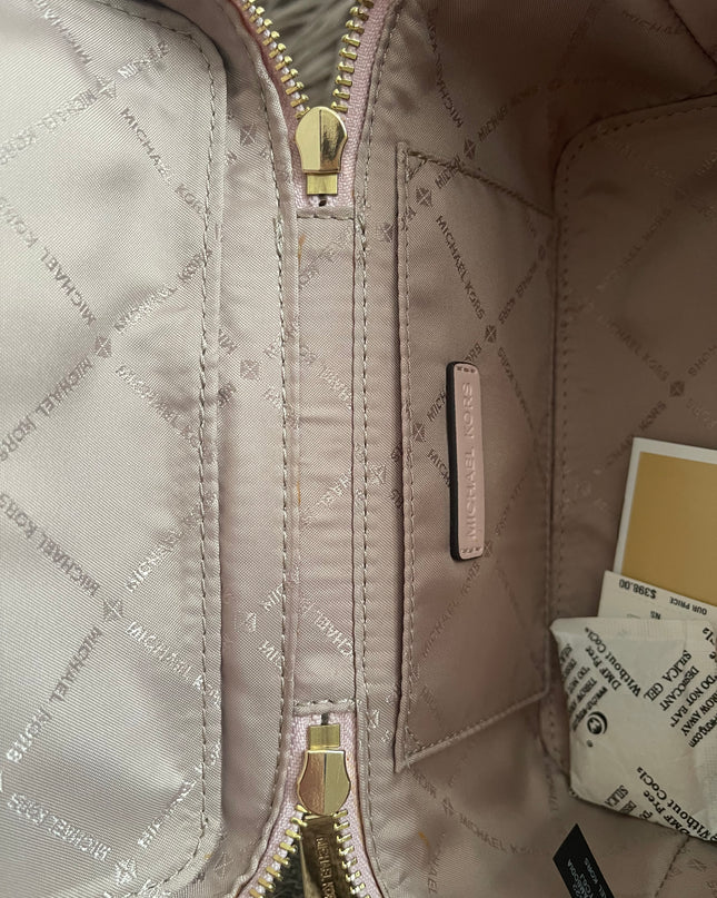 Preloved Authentic Michael Kors Jet Set MD Zip Tote Crossbody in Blush Pink MK Signature
