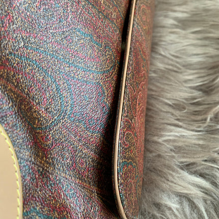 Etro Multicolor Paisley Coated Canvas and Leather Flap Crossbody Bag