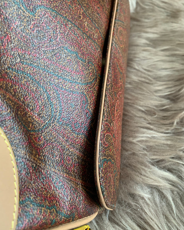 Etro Multicolor Paisley Coated Canvas and Leather Flap Crossbody Bag