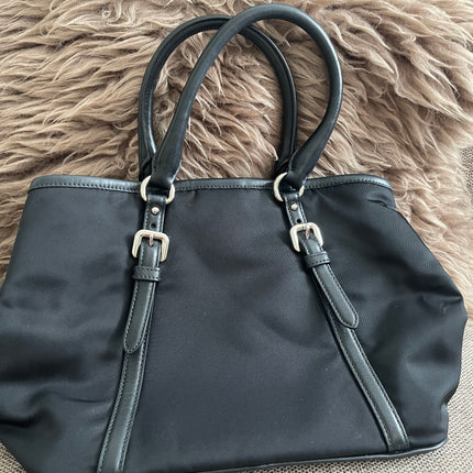 Preloved Authentic Prada Tessuto Nylon Tote Bag Black with Crossbody Strap