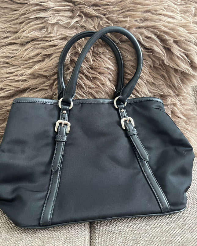 Preloved Authentic Prada Tessuto Nylon Tote Bag Black with Crossbody Strap