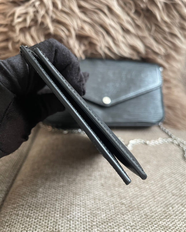 Preloved Authentic Louis Vuitton Félicie Pochette in Black Epi Leather