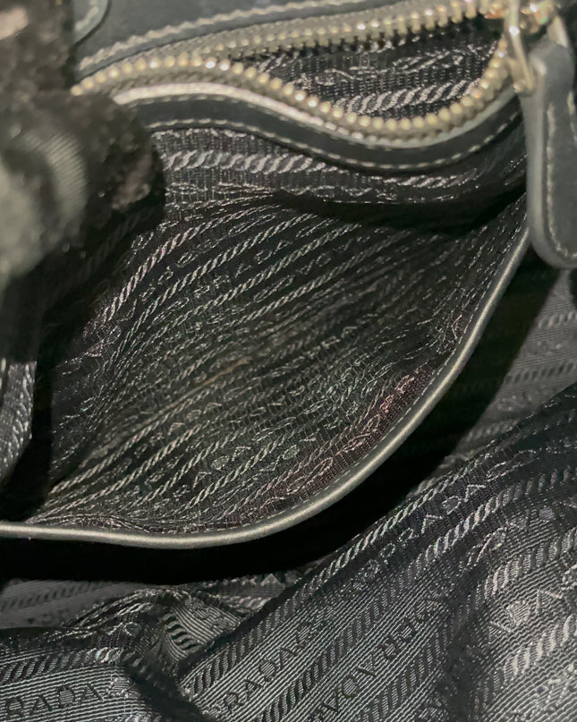 Preloved Authentic Prada Tessuto Nylon Tote Bag Black with Crossbody Strap