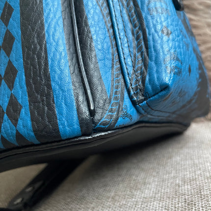 Preloved Authentic MCM Stark Backpack in Blue Black Visetos
