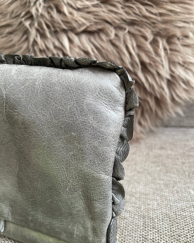 Preloved Autehntic Miu Miu Ruffle Crossbody Bag – Taupe
