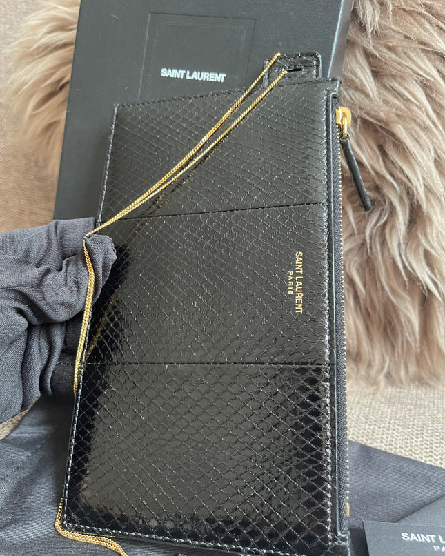 Preloved Authentic Saint Laurent Pouch Avenue Black Python Chain Bag
