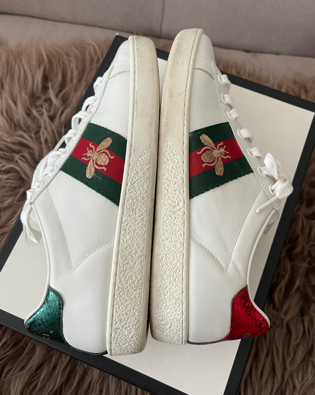 Preloved Authentic Ace Embroidered Low Top Sneakers in Leather SZ35