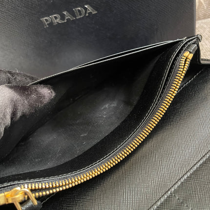 Preloved Authentic Prada Organizer Wallet — Saffiano Leather