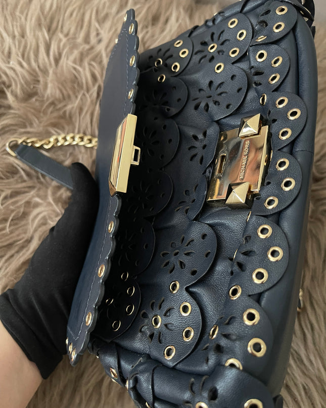 Preloved Authentic Michael Kors Black Leather Small Sloan Studded Chain Shoulder Bag