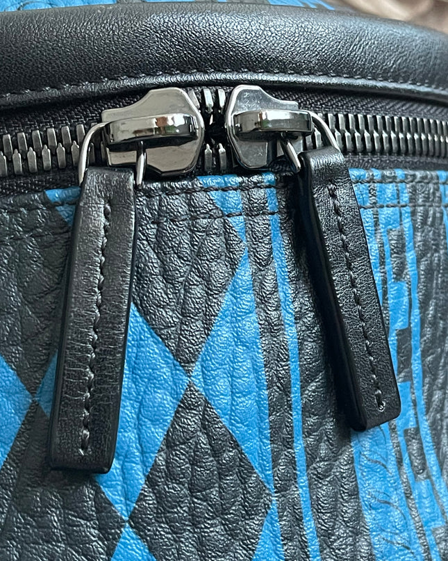 Preloved Authentic MCM Stark Backpack in Blue Black Visetos