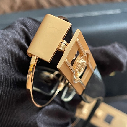 Preloved Authentic Versace Biggie Oval Sunglasses – Black & Gold Medusa, VE2176