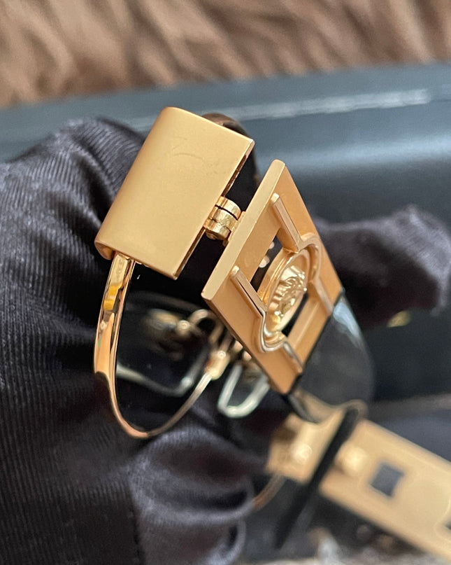 Preloved Authentic Versace Biggie Oval Sunglasses – Black & Gold Medusa, VE2176