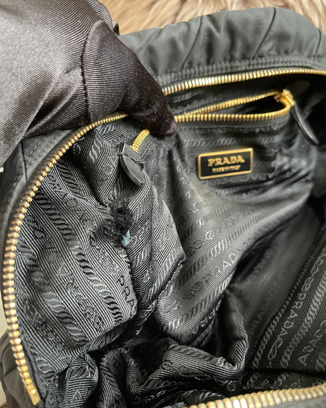 Preloved Authentic Prada Quilted Nylon Tessuto Bomber Bag – Black