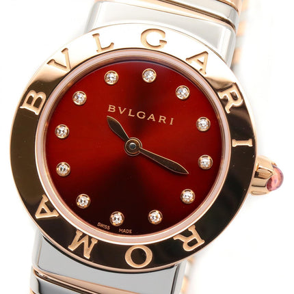 Preloved Authentic  BVLGARI BVLGARI Tubogas 12P Diamond Wristwatch in 18K Pink Gold (Pink Gold) and Stainless Steel with Diamonds, Gold-Tone BBLP262TSG