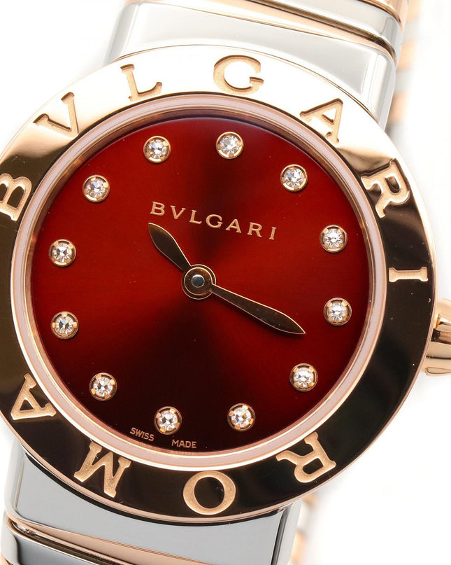 Preloved Authentic  BVLGARI BVLGARI Tubogas 12P Diamond Wristwatch in 18K Pink Gold (Pink Gold) and Stainless Steel with Diamonds, Gold-Tone BBLP262TSG