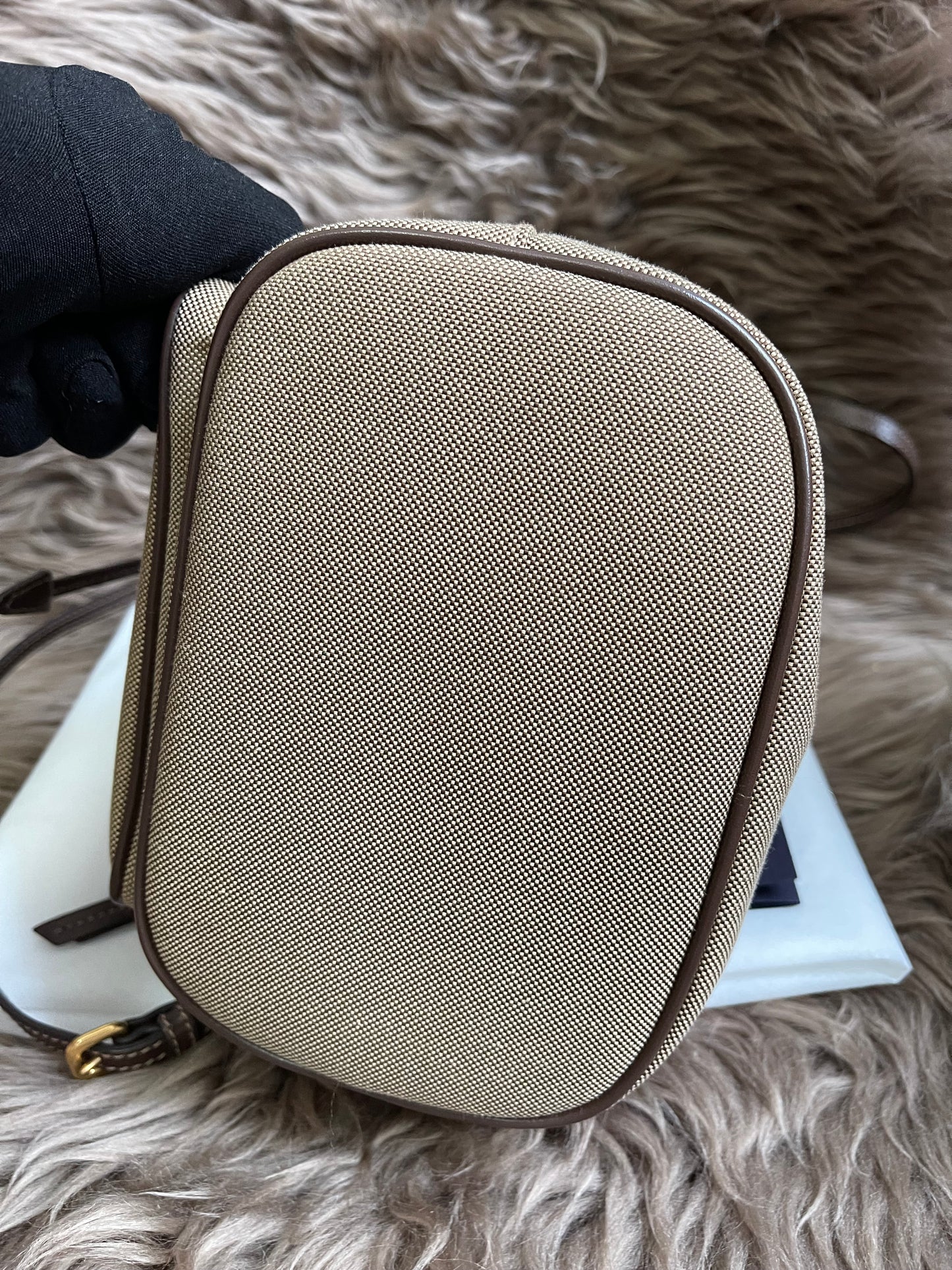 Preloved Prada  2021 Logo Jacquard Bucket Bag
