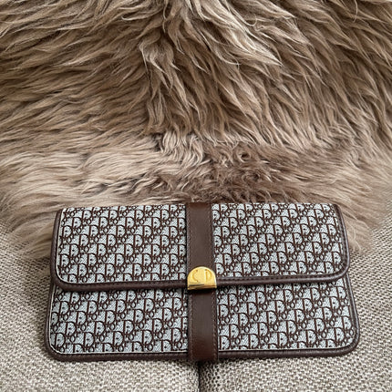 Preloved Authentic Christian Dior Trotter long wallet in brown logo monogram canvas
