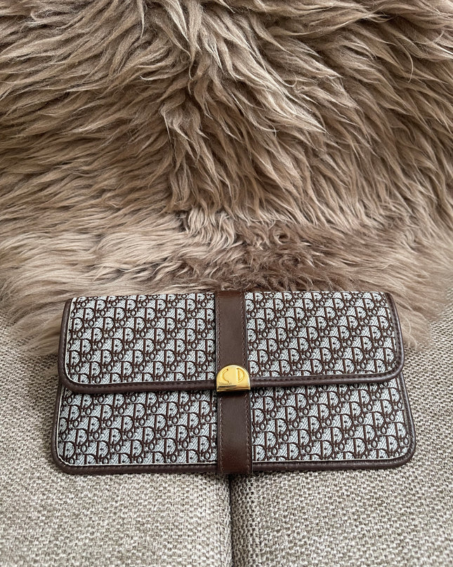 Preloved Authentic Christian Dior Trotter long wallet in brown logo monogram canvas