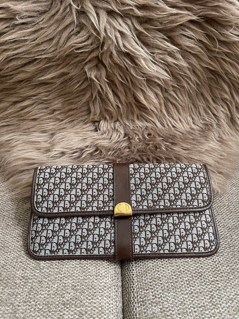 Preloved Authentic Christian Dior Trotter long wallet in brown logo monogram canvas