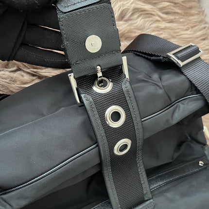 Preloved Authentic  Prada Tessuto Nylon and Saffiano Leather Messenger Bag