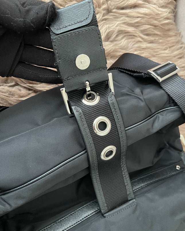 Preloved Authentic  Prada Tessuto Nylon and Saffiano Leather Messenger Bag