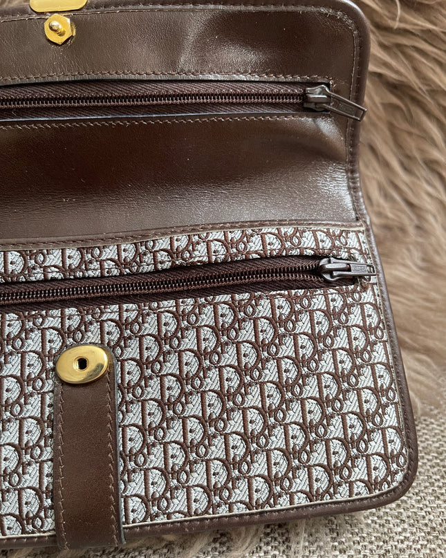 Preloved Authentic Christian Dior Trotter long wallet in brown logo monogram canvas