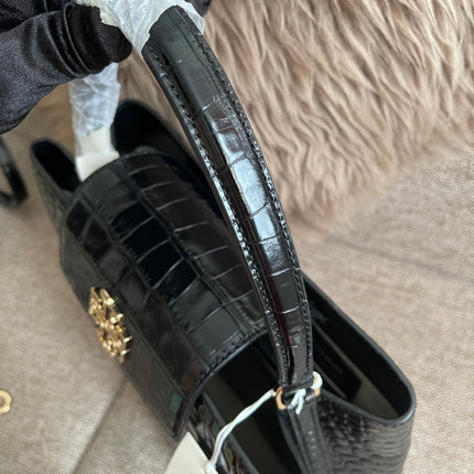 Preloved Authentic Tory Burch Britten Embossed Satchel in Black