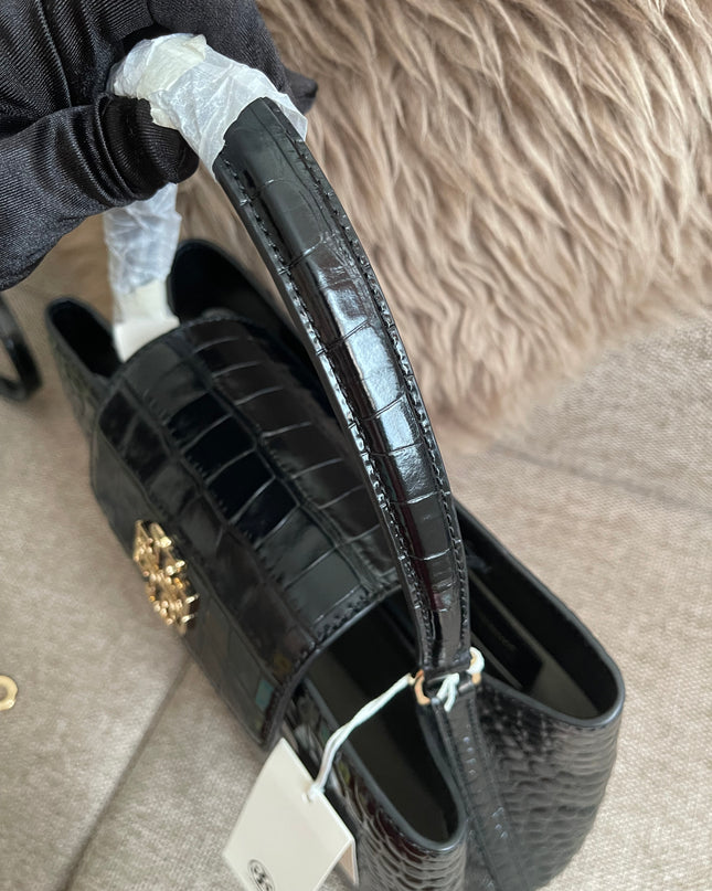 Preloved Authentic Tory Burch Britten Embossed Satchel in Black