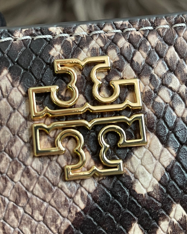 Preloved Authentic Tory Burch Mini Satchel Shell in Snake-Embossed Leather