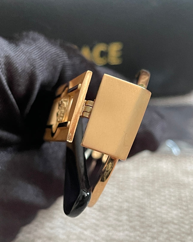Preloved Authentic Versace Biggie Oval Sunglasses – Black & Gold Medusa, VE2176
